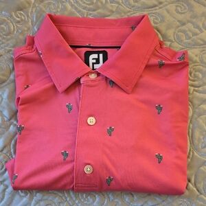 FootJoy Vibrant Pink Men's Shirt with Cactus Design